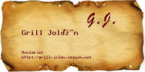 Grill Jolán névjegykártya